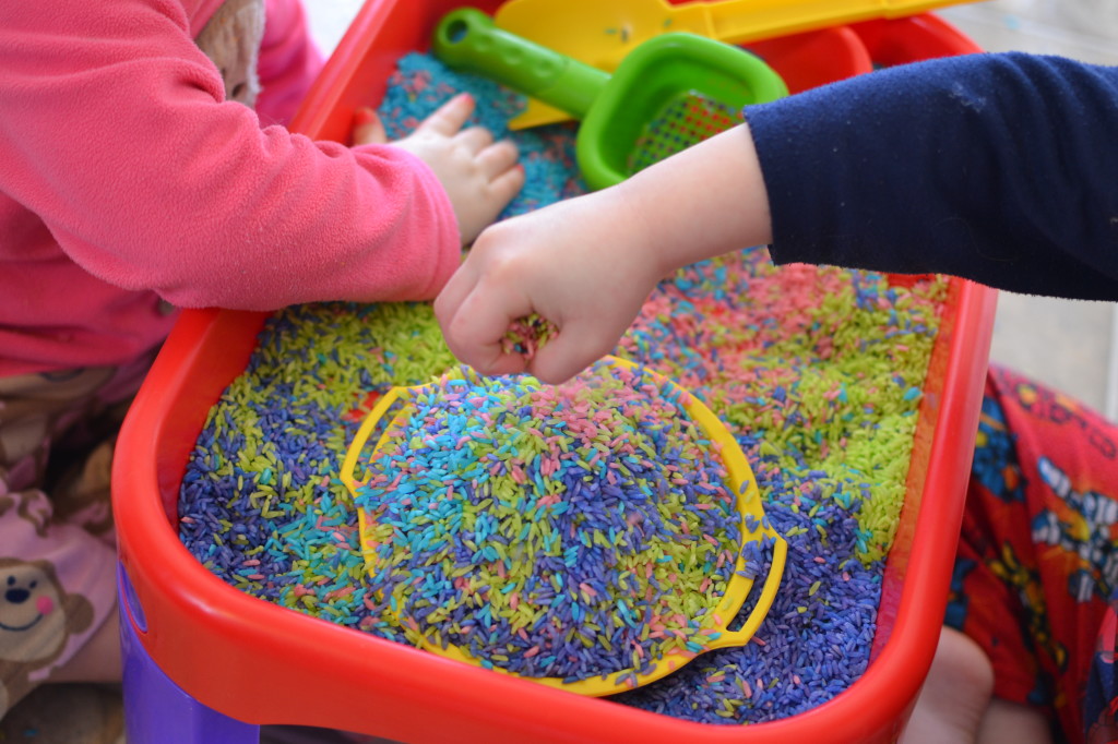 Colored Rice for Sensory Play | She Bakes and Creates